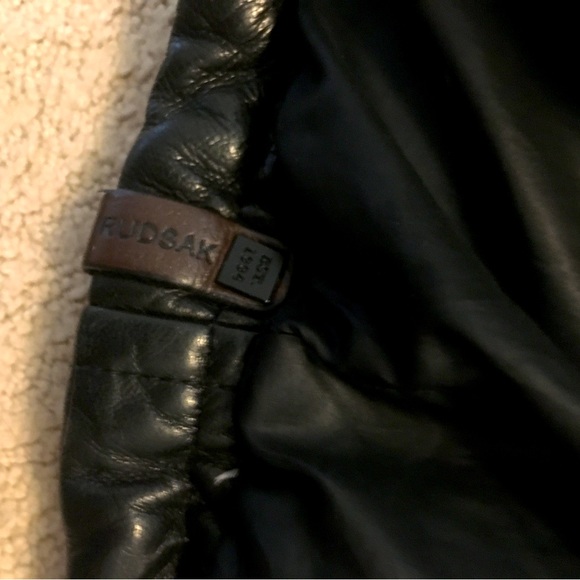 Rudsak Lamb Leather Goose Down Winter Coat with Rabbit Fur Hood - Picture 13 of 16